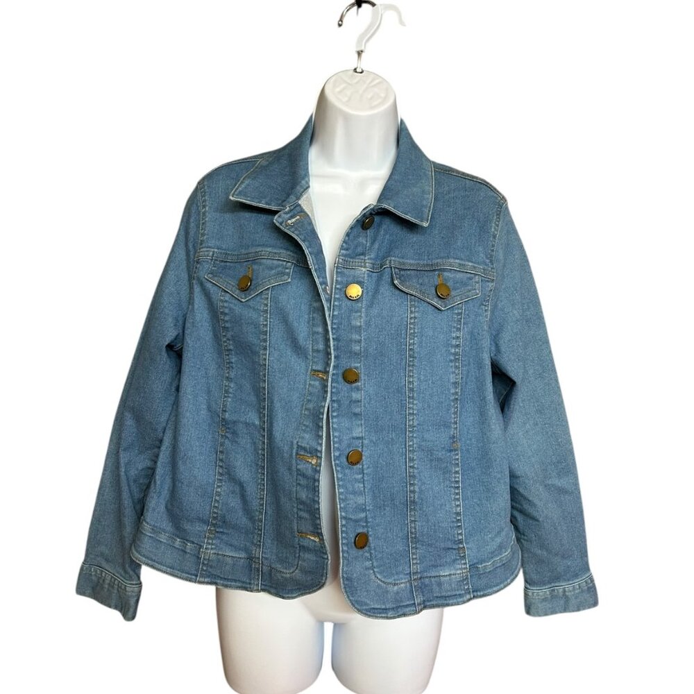 Alia Petite Denim Jacket Size 12P Blue Stretch Western Country Cottage